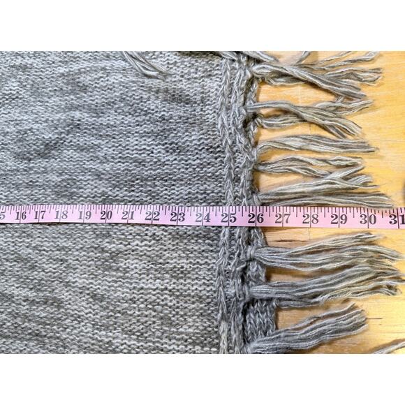 Garage Knit Poncho Hoodie Fringe XS S Oversized Tan Heather Boho Cottage Cosplay - Picture 6 of 7